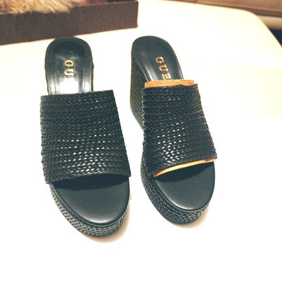 Guess Yenisa Woven Platform Wedge Slip-on Sandals Black Size 11M‎ NWOB - Picture 5 of 10